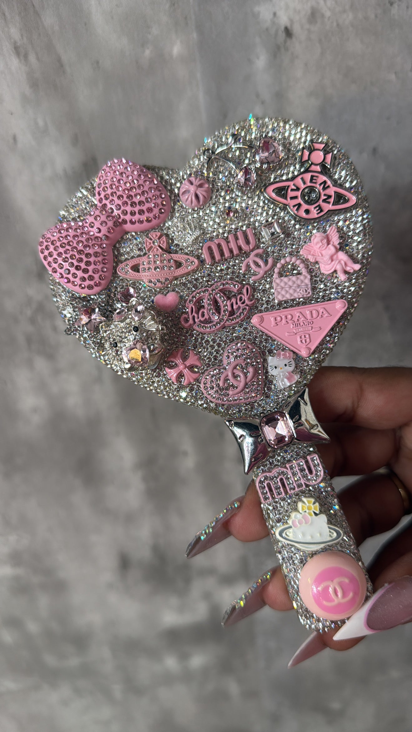 bling mini heart mirror